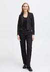 Fransa Cedilan Lapel Collar Short Blazer Jacket, Black