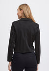 Fransa Cedilan Lapel Collar Short Blazer Jacket, Black