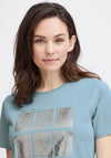 Fransa Ottilie Round Neck Graphic T-Shirt, Endless Sky Mix