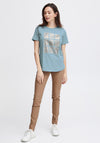 Fransa Ottilie Round Neck Graphic T-Shirt, Endless Sky Mix