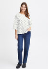 Fransa Siva Polka Dot Top, Navy Blazer Mix