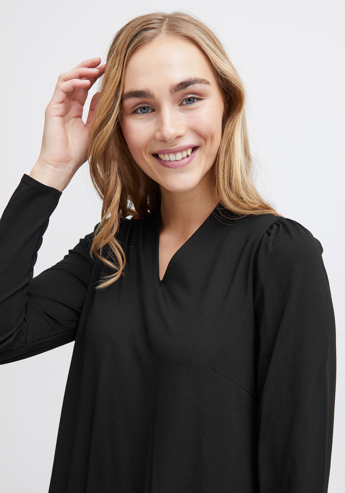 Fransa Jemma V-Neck Mini Jersey Dress, Black