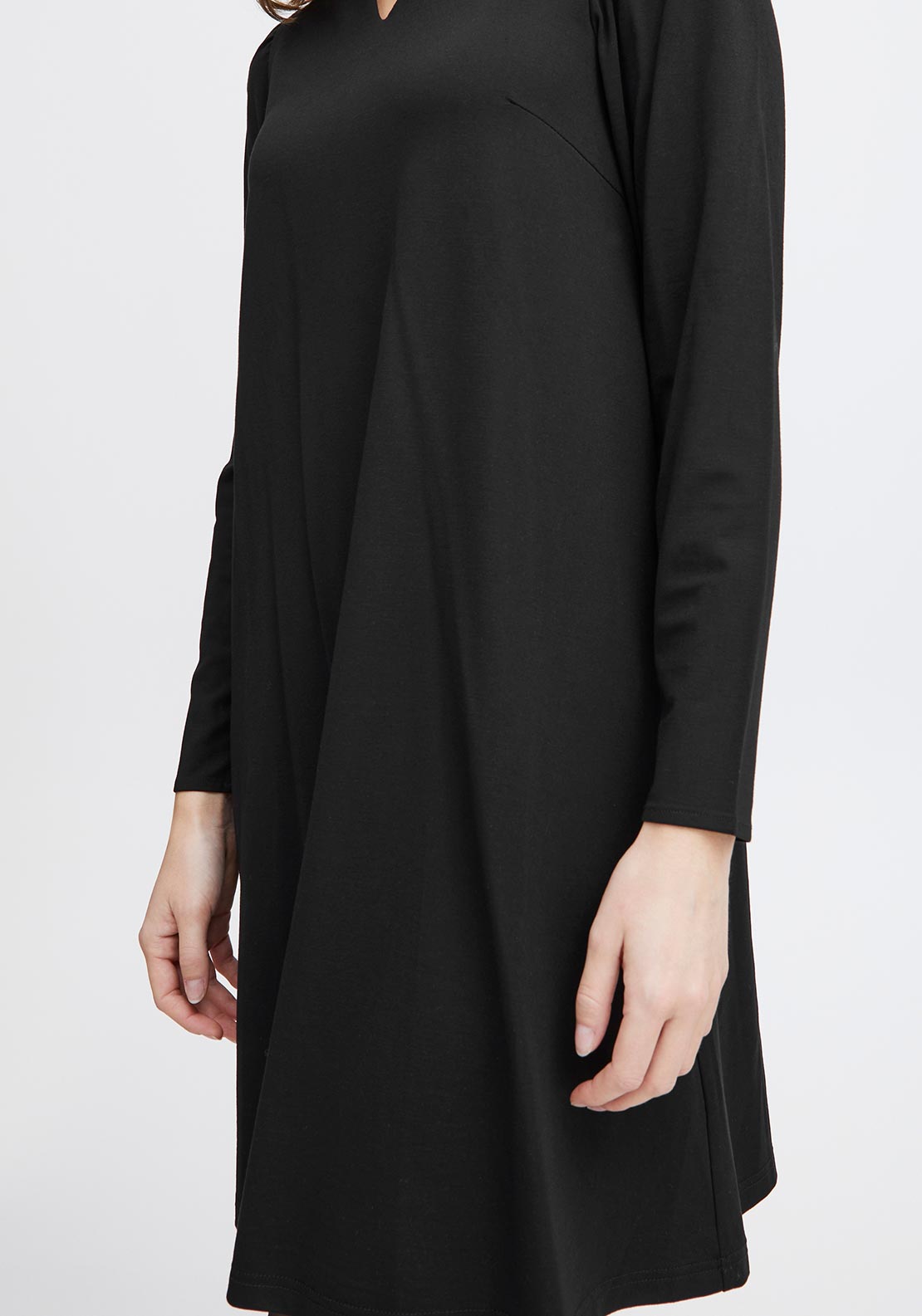 Fransa Jemma V-Neck Mini Jersey Dress, Black