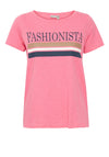 Fransa Evie Text Print T-Shirt, Carmine Rose Mix