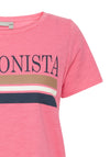 Fransa Evie Text Print T-Shirt, Carmine Rose Mix