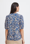 Fransa Merle Abstract Print Blouse, Beaucoup Blue