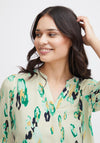 Fransa Merle Abstract Print Blouse, Brook Green
