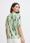 Fransa Merle Abstract Print Blouse, Brook Green
