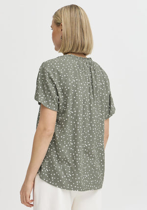 Fransa Kamma Polka Dot Top, Green