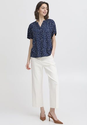 Fransa Kamma Polka Dot Top, Navy