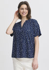 Fransa Kamma Polka Dot Top, Navy