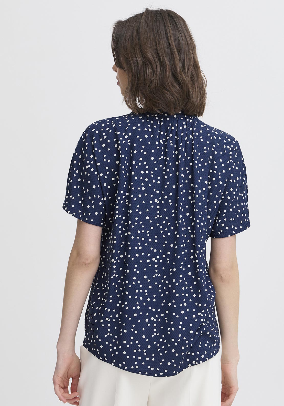 Fransa Kamma Polka Dot Top, Navy