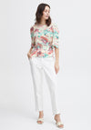 Fransa Lalu Floral Print Shirred Blouse, Rouge Red