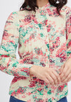 Fransa Lalu Floral Print Pleated Blouse, Rouge Red