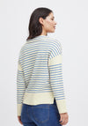 Fransa Carmen V-Neck Striped Sweater, Beaucoup Blue