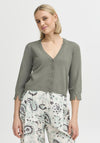 Fransa Clia Short Knit Cardigan, Green