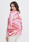 Fransa Zena Animal Print Blouse, Pink Frosting