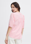 Fransa Maddie V-Neck Linen Blend Top, Pink Frosting