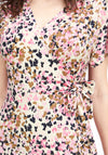Fransa Dottie Wrap Midi Dress, Pink Multi