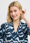 Fransa Seen Abstract Print V Neck Dress, Navy