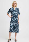 Fransa Seen Abstract Print V Neck Dress, Navy