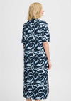 Fransa Seen Abstract Print V Neck Dress, Navy