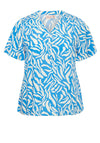 Simple Wish Curve Relax Printed Button Down Top, Blue