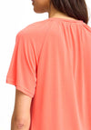 Fransa Joselyn V Neck T-Shirt, Hot Coral