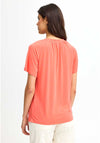 Fransa Joselyn V Neck T-Shirt, Hot Coral
