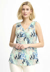 Fransa Seen Animal Print V Neck Sleeveless Top, Blue Multi