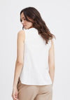 Fransa Maddie V-Neck Linen Top, Blanc De Blanc