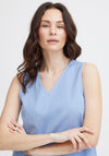 Fransa Maddie V-Neck Linen Top, Hydrangea