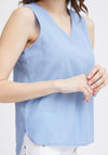 Fransa Maddie V-Neck Linen Top, Hydrangea