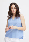 Fransa Maddie V-Neck Linen Top, Hydrangea