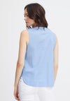 Fransa Maddie V-Neck Linen Top, Hydrangea