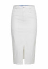Simple Wish Curve Winner Denim Midi Skirt, White