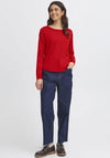 Fransa Basic Shoulder Stud Sweater, Red
