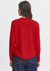 Fransa Basic Shoulder Stud Sweater, Red