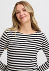 Fransa Mye Striped Top, Black and Cream