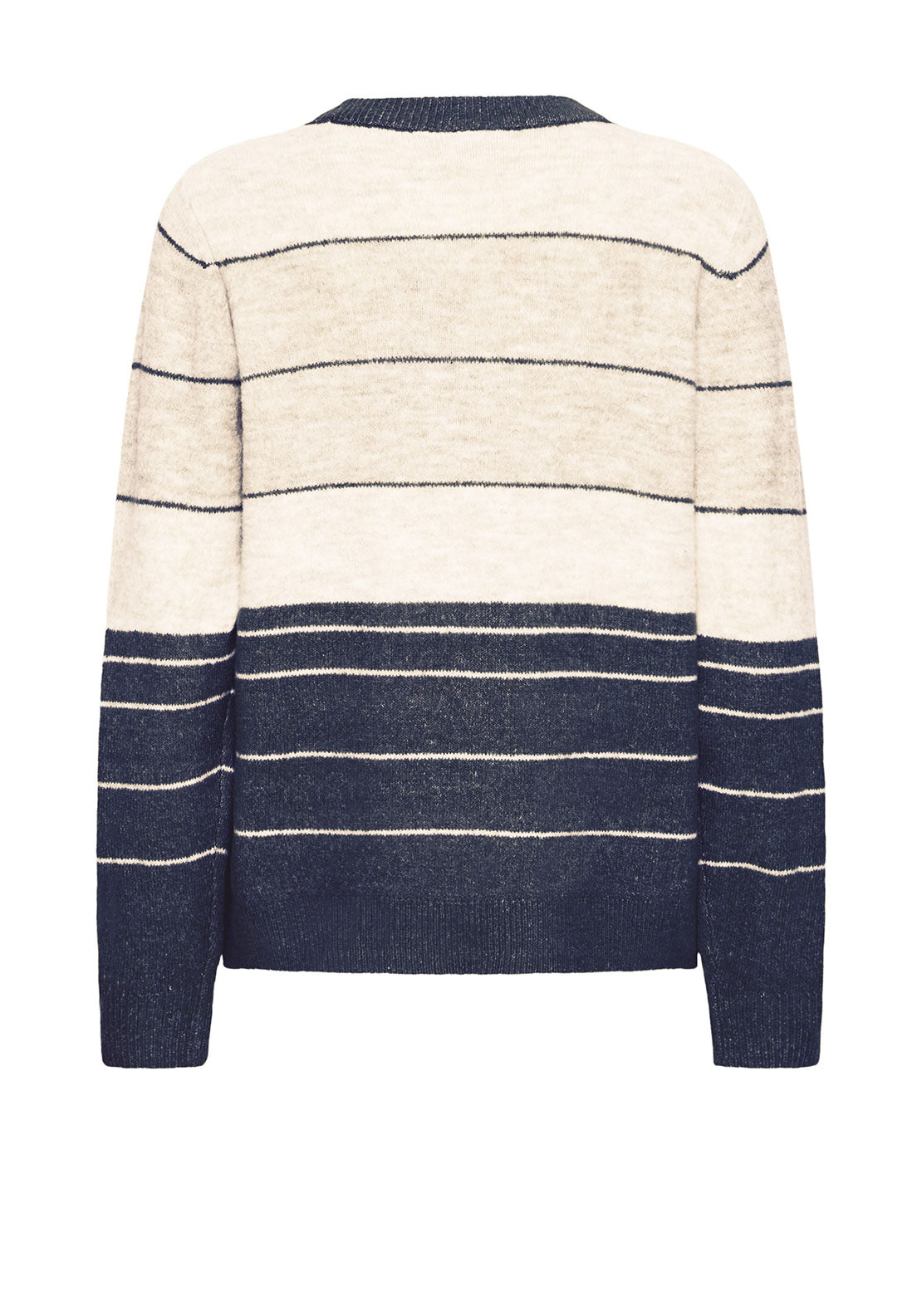 Fransa Ellis Striped Colour Block Jumper, Beige and Navy