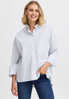 Fransa Vuja Striped Relaxed Shirt, White