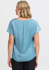 Fransa Shina Cowl Neck Satin Top, Blue