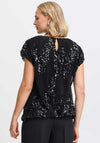 Fransa Heather Sequin Embellished Blouse, Black
