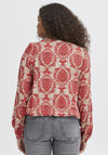 Fransa Flowy Printed Bubble Hem Blouse, Red