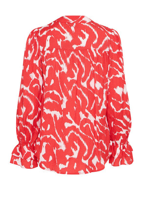 Fransa Dotte Printed Woven Blouse, Red