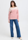 Fransa Melani Striped Knit Sweater, Beige and Red