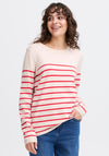 Fransa Melani Striped Knit Sweater, Beige and Red