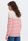 Fransa Melani Striped Knit Sweater, Beige and Red