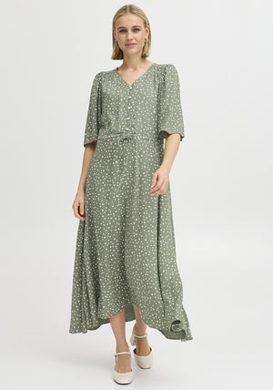 Fransa Kamma Polka Dot Dress, Green