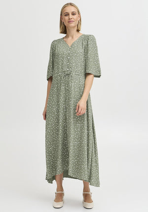 Fransa Kamma Polka Dot Dress, Green